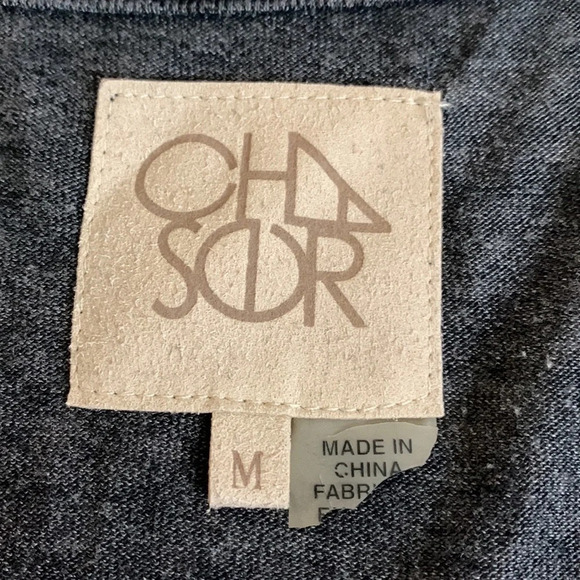 Chaser scoop neck twist tie front long sleeve raw hem Gray T-shirt Size Medium - Picture 7 of 8